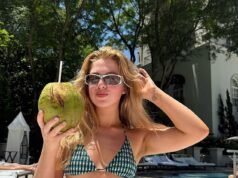 Anais Gallagher veste um biquíni xadrez enquanto ela e o namorado Callum Scott-Howells relaxam no Brasil depois de apoiar seu pai roqueiro no último show da turnê mundial do Oasis