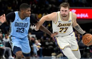 Doncic marca 44 em retorno à ausência de três jogos e leva o Lakers à vitória sobre o Grizzlies