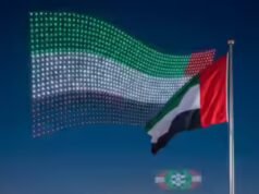 Aldeia International de Dubai deslumbrará com present espetacular de drones no Dia da Bandeira dos Emirados Árabes Unidos