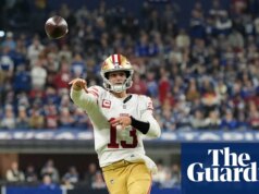 Brock Purdy lança cinco touchdowns, o melhor da carreira, enquanto 49ers ultrapassam Colts