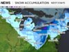Os mapas mostram as previsões meteorológicas para o Ano Novo, com mais neve e chuva a caminho