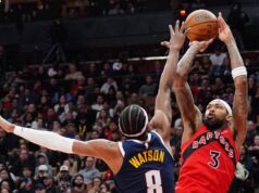 O terceiro empate de Ingram na campainha foi anulado quando o Raptors caiu para o Nuggets