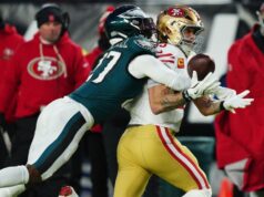 George Kittle, do 49ers, rasga Aquiles x Eagles