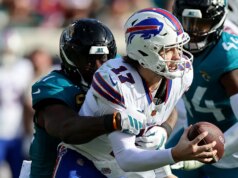 Josh Allen marca um landing da vitória enquanto os Payments derrotam os Jaguars na rodada de wild card