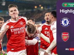 O Arsenal venceu o Chelsea e assumiu a liderança na segunda mão das semifinais da Carabao Cup
